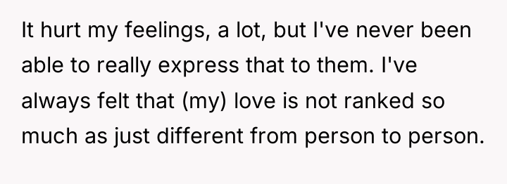 It hurt my feelings, a lot, but I've never been...