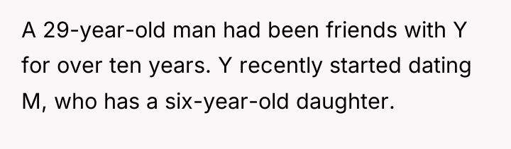 A 29-year-old man had been friends with Y for over...