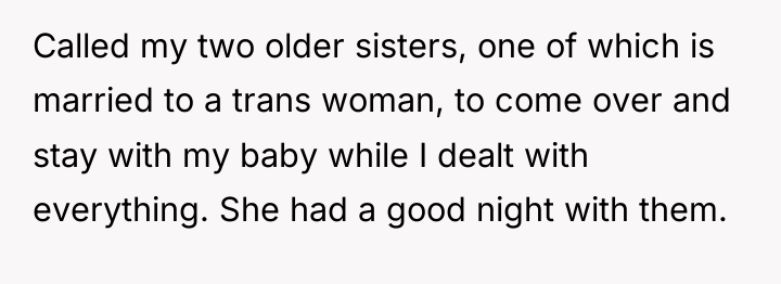Called my two older sisters, one of which is married...