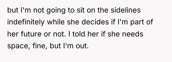 but I'm not going to sit on the sidelines indefinitely...