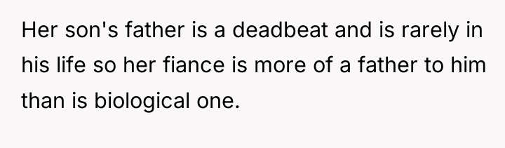 Her son's father is a deadbeat and is rarely in...