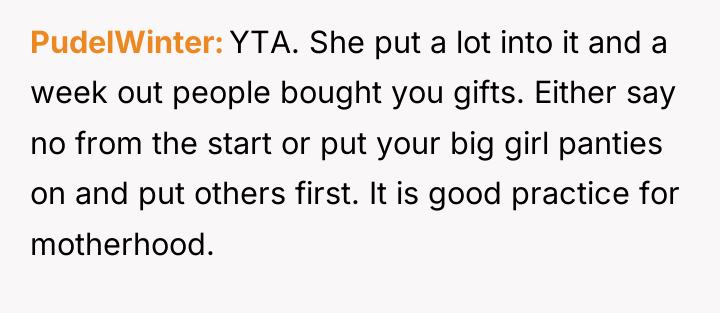 PudelWinter YTA. She put a lot into it and a...