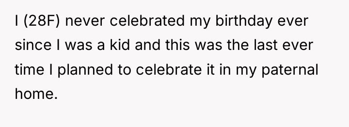 I (28F) never celebrated my birthday ever since I was...