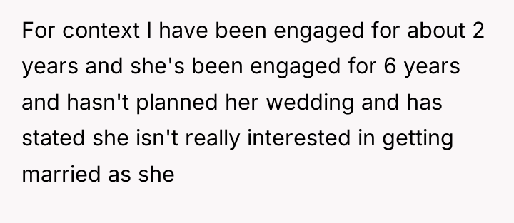 For context I have been engaged for about 2 years...