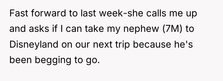 Fast forward to last week-she calls me up and asks...