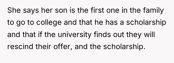She says her son is the first one in the...