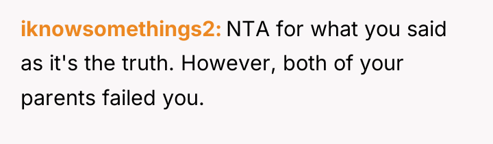 iknowsomethings2 NTA for what you said as it's the truth....