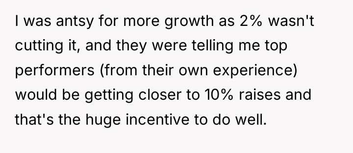 I was antsy for more growth as 2% wasn't cutting...