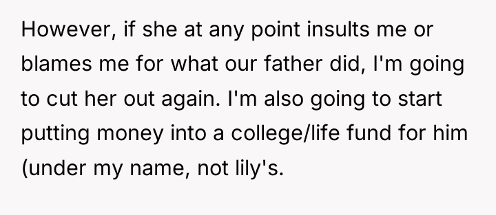 However, if she at any point insults me or blames...