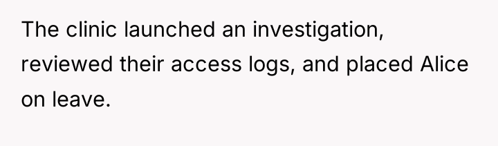 The clinic launched an investigation, reviewed their access logs, and...
