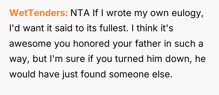 WetTenders NTA If I wrote my own eulogy, I'd want...