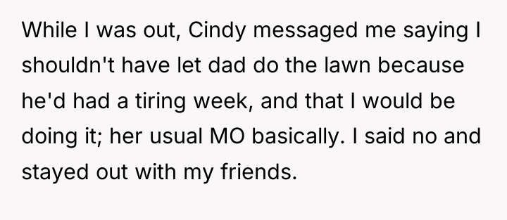 While I was out, Cindy messaged me saying I shouldn't...