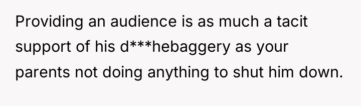 Providing an audience is as much a tacit support of...