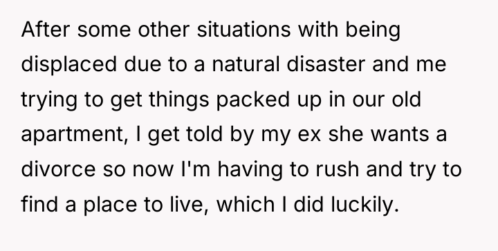 After some other situations with being displaced due to a...