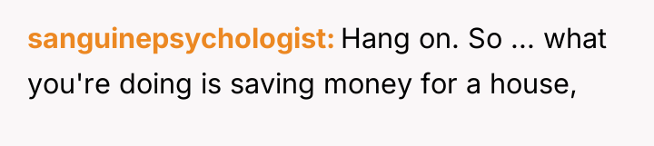 sanguinepsychologist Hang on. So ... what you're doing is saving...