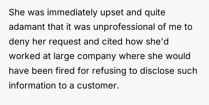 She was immediately upset and quite adamant that it was...