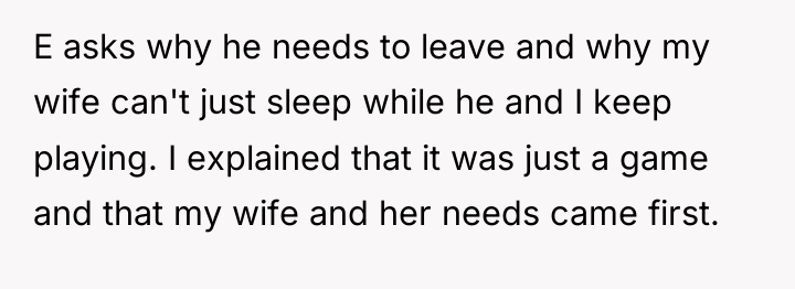 E asks why he needs to leave and why my...