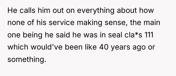 He calls him out on everything about how none of...