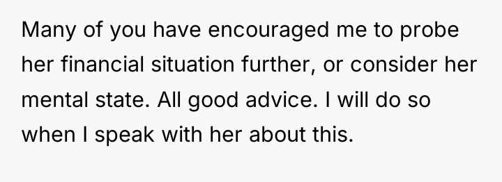 Many of you have encouraged me to probe her financial...