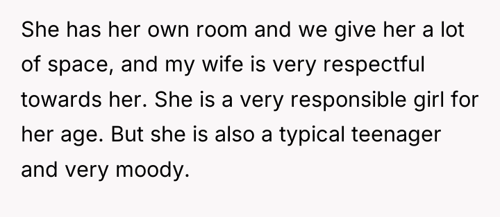She has her own room and we give her a...