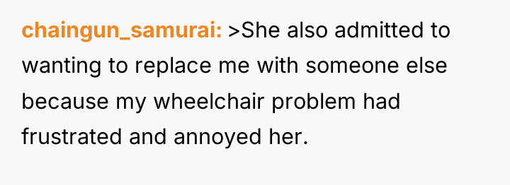 chaingun_samurai >She also admitted to wanting to replace me with...