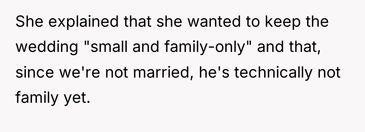 She explained that she wanted to keep the wedding "small...