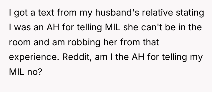 I got a text from my husband's relative stating I...