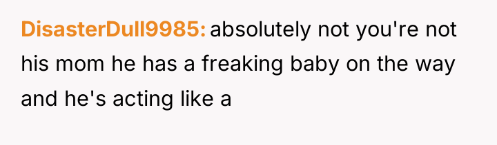 DisasterDull9985 absolutely not you're not his mom he has a...