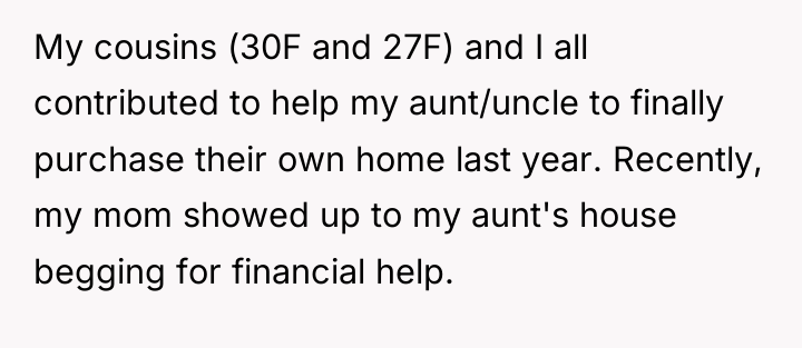 My cousins (30F and 27F) and I all contributed to...
