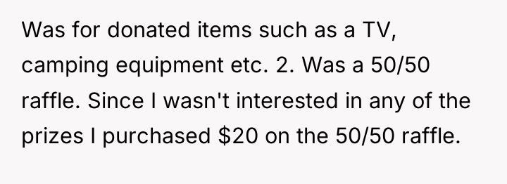 Was for donated items such as a TV, camping equipment...