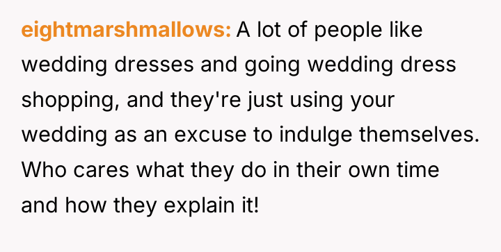 eightmarshmallows A lot of people like wedding dresses and going...