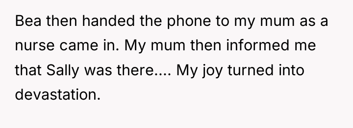Bea then handed the phone to my mum as a...