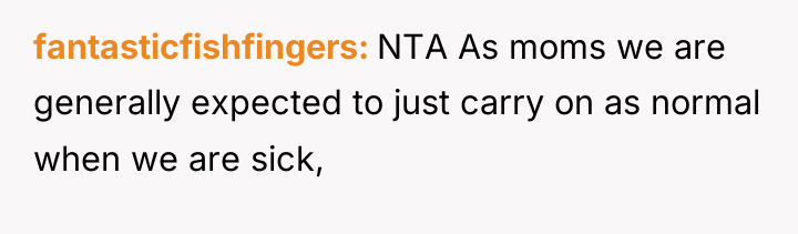 fantasticfishfingers NTA As moms we are generally expected to just...