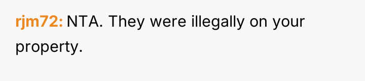 rjm72 NTA. They were illegally on your property.