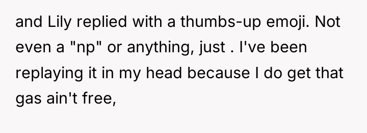 and Lily replied with a thumbs-up emoji. Not even a...