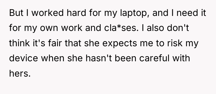 But I worked hard for my laptop, and I need...