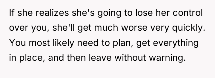 If she realizes she's going to lose her control over...