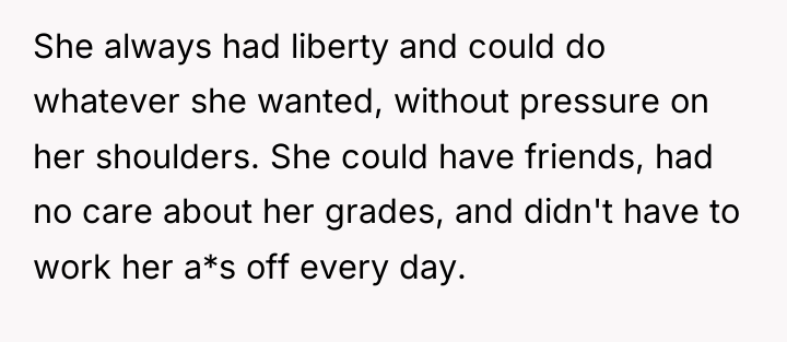 She always had liberty and could do whatever she wanted,...