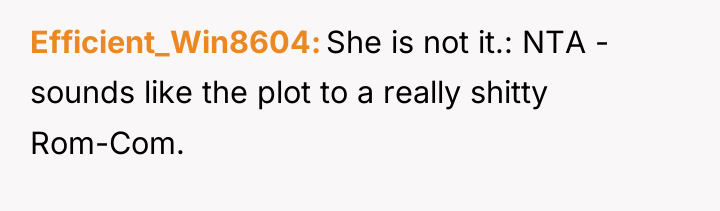 Efficient_Win8604 She is not it.: NTA - sounds like the...
