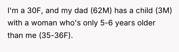 I'm a 30F, and my dad (62M) has a child...
