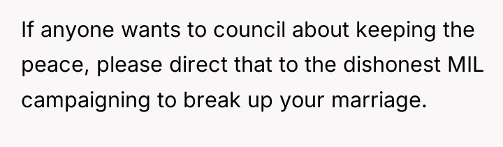 If anyone wants to council about keeping the peace, please...