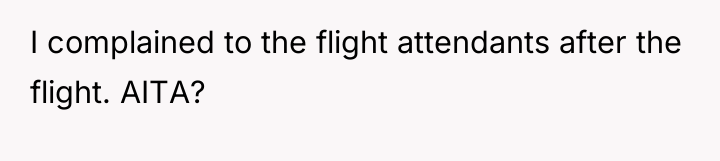 I complained to the flight attendants after the flight. AITA?