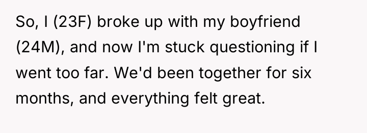 So, I (23F) broke up with my boyfriend (24M), and...