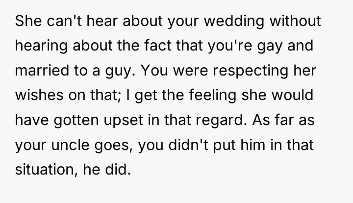 She can't hear about your wedding without hearing about the...