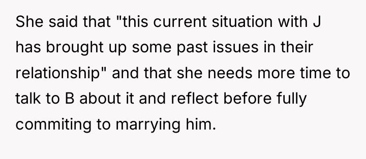 She said that "this current situation with J has brought...