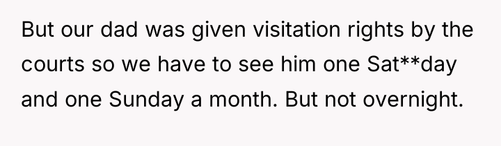 But our dad was given visitation rights by the courts...