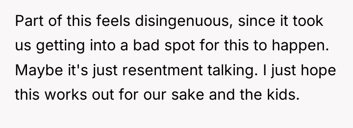 Part of this feels disingenuous, since it took us getting...