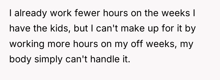 I already work fewer hours on the weeks I have...