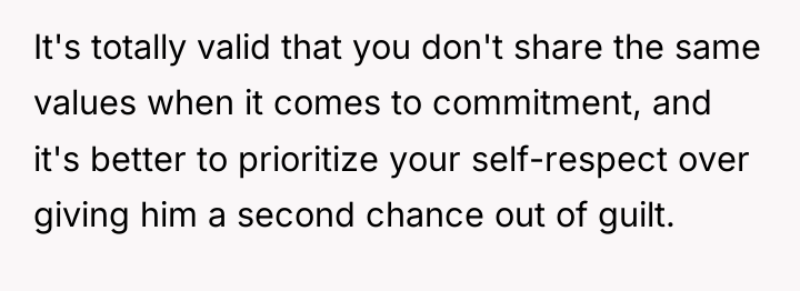 It's totally valid that you don't share the same values...