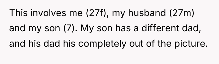 This involves me (27f), my husband (27m) and my son...